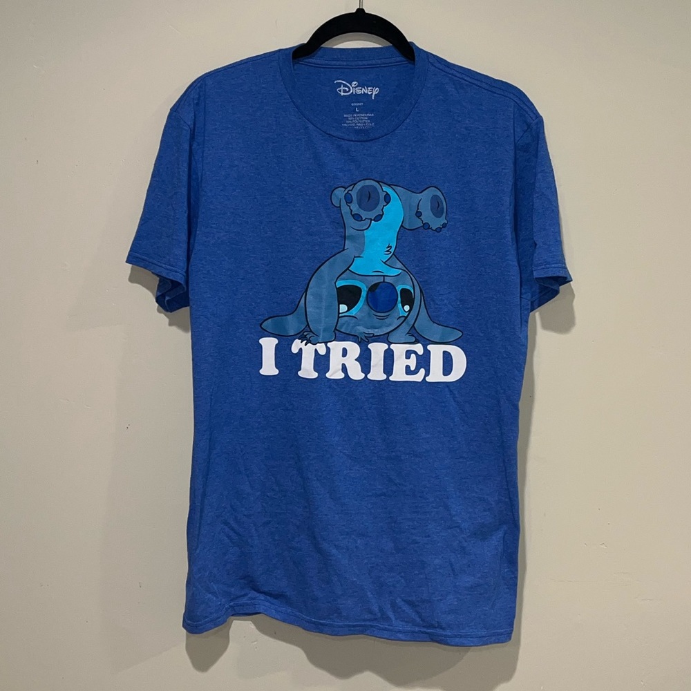 Disney's Stitch Blue Men's Cut Tshirt Size Large Unisex